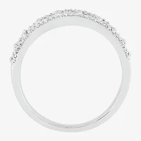 Womens 2MM 1/3 CT. T.W. Natural White Diamond Sterling Silver Band