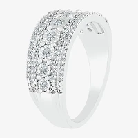 Womens 2MM 1/3 CT. T.W. Natural White Diamond Sterling Silver Band