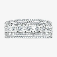 Womens 2MM 1/3 CT. T.W. Natural White Diamond Sterling Silver Band
