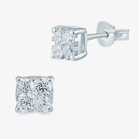 1 CT. T.W. Natural White Diamond Sterling Silver 6.1mm Stud Earrings