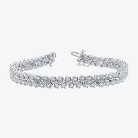 (H-I / I1) Womens 1 CT. T.W. Lab Grown White Diamond Sterling Silver 7.5 Inch Tennis Bracelet