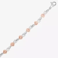 Enchanted Disney Fine Jewelry Womens 1/10 CT. T.W. Natural White Diamond 14K Rose Gold Over Silver Sterling Silver Beauty and the Beast Belle Princess Charm Bracelet