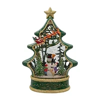 Kurt Adler Battery-Operated Water Snowman Tree With Sleigh Christmas Snow Globe