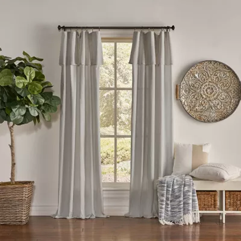 Mercantile Drop Cloth Tab Top Light-Filtering Single Curtain Panel