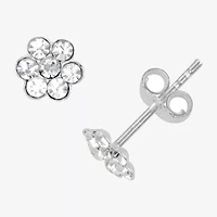 Itsy Bitsy White Sterling Silver 4mm Flower Stud Earrings