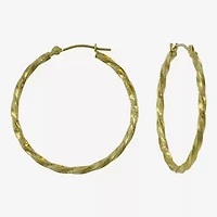 14K Yellow Gold  28mm Textured Hoop Earrings