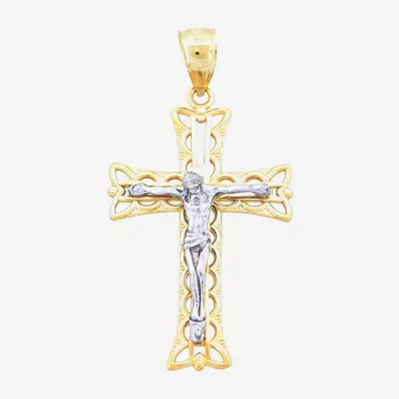 14K Two-Tone Gold Crucifix Cross Pendant