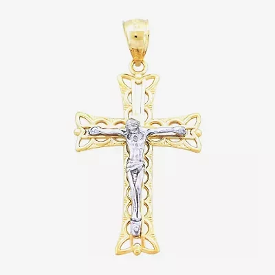 14K Two-Tone Gold Crucifix Cross Pendant