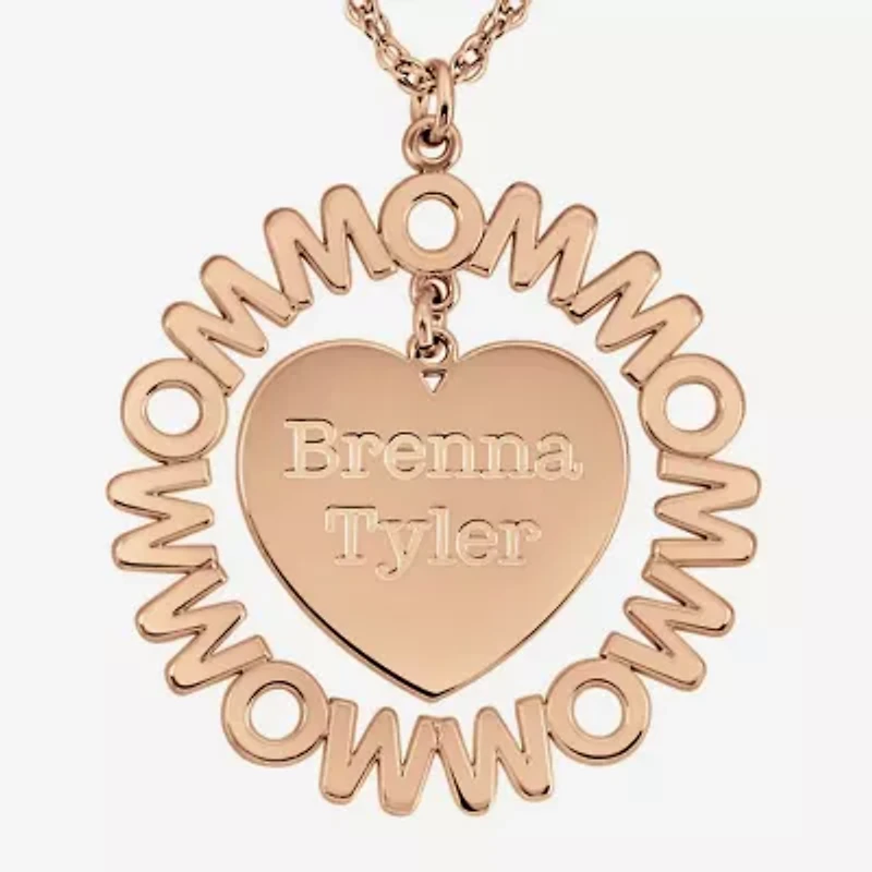 Personalized "Mom" with Child Names Heart 27mm Pendant Necklace