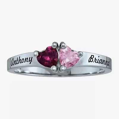 Personalized Simulated Birthstones Sweetheart Couples Ring