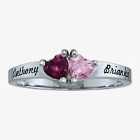 Personalized Simulated Birthstones Sweetheart Couples Ring