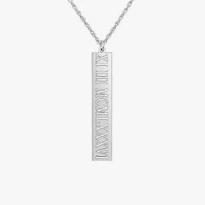 Personalized Roman Numeral Date Bar Pendant Necklace