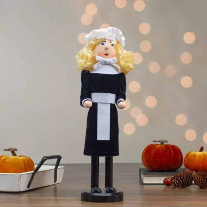 14'' Pilgrim Woman Wooden Fall Harvest Thanksgiving Nutcracker