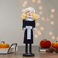 14'' Pilgrim Woman Wooden Fall Harvest Thanksgiving Nutcracker
