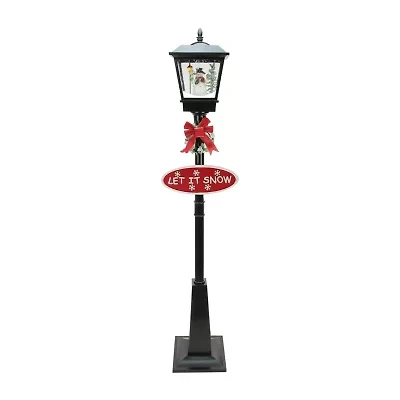 70.75'' Black Lighted Musical Snowman Vertical Snowing Christmas Street Lamp