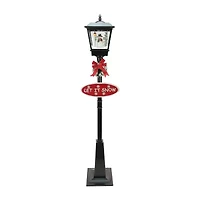 70.75'' Black Lighted Musical Snowman Vertical Snowing Christmas Street Lamp