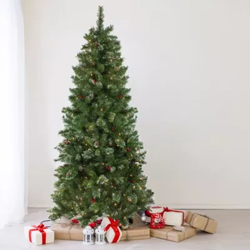 7.5' Pre-Lit Medium Mixed Pine Glittered Artificial Christmas Tree - Clear Lights