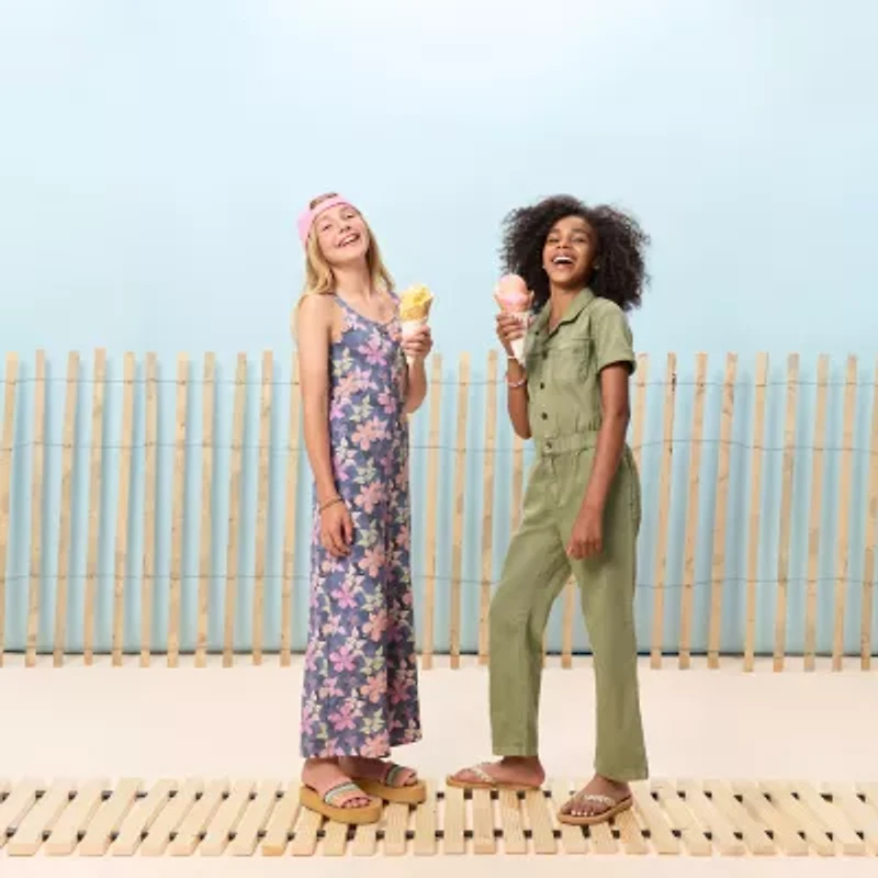 Roxy Big Kid Girls Short Sleeve Embroidered Jumpsuit