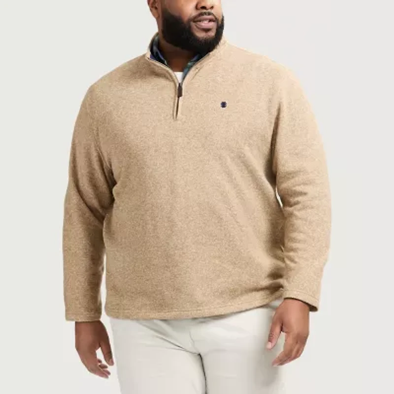 IZOD Thermasoft Sweater Fleece Mens Mock Neck Long Sleeve Big and Tall Quarter-Zip Pullover