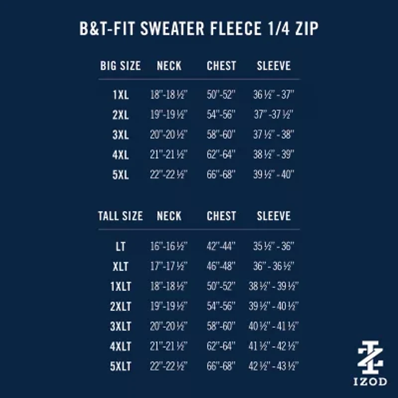 IZOD Thermasoft Sweater Fleece Mens Mock Neck Long Sleeve Big and Tall Quarter-Zip Pullover