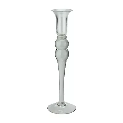 12'' Clear Transparent Glass Taper Candle Holder