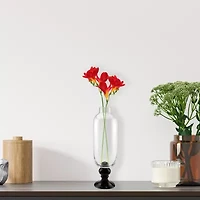 23.5'' Clear and Jet Black Glass Pedestal Style Flower Vase