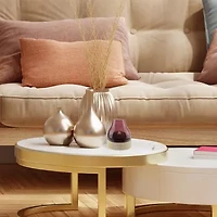 9.75'' Merlot Colored Glass Pillar Candle Holder with Wooden Base