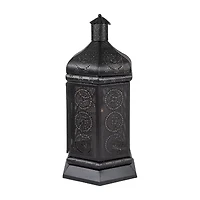 21.5'' Black and Gold Moroccan Style Pillar Candle Table Lantern