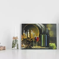 15.75'' LED Lighted Flickering Candles and Wine Canvas Wall Art Decor