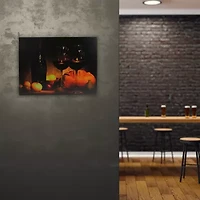 Orange LED Lighted Flickering Wine  Bread  and Candles Canvas Wall Art 15.75" x 11.75"