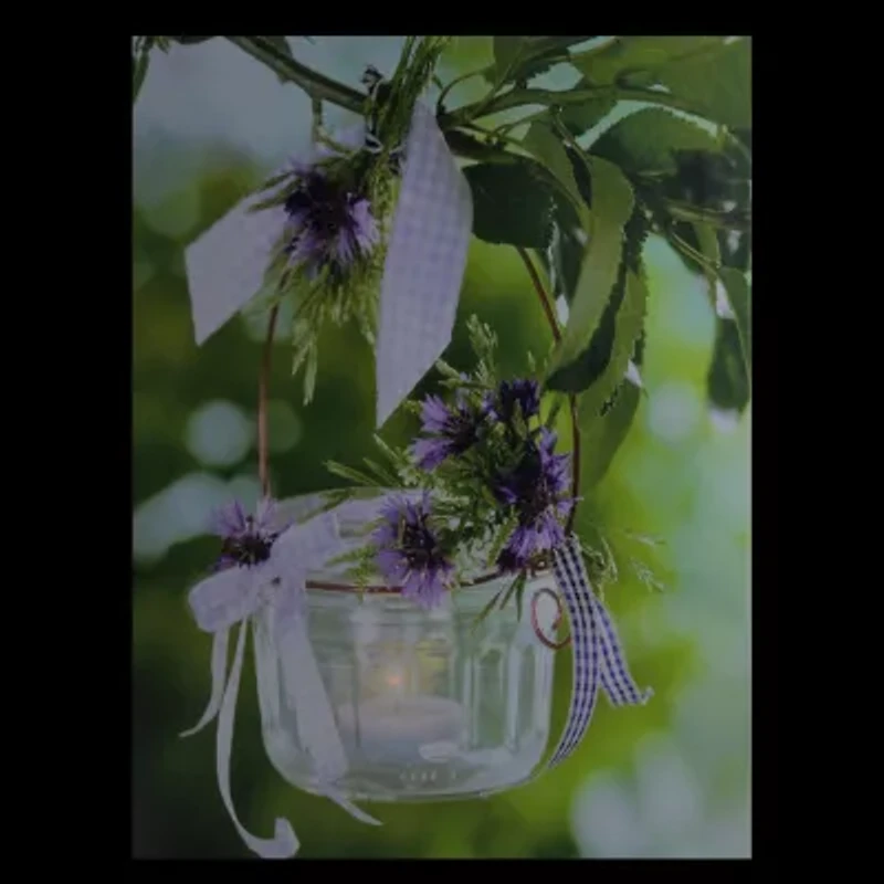 LED Lighted Tea Candle with Purple Flowers Canvas Wall Art 15.75" x 11.75"