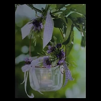 LED Lighted Tea Candle with Purple Flowers Canvas Wall Art 15.75" x 11.75"