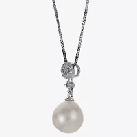 Cultured Freshwater Pearl And Genuine White Topaz Sterling Silver Pendant