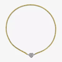 Womens Gemstone Sterling Silver Heart Tennis Necklaces