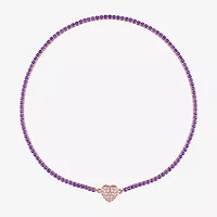 Womens Gemstone Sterling Silver Heart Tennis Necklaces