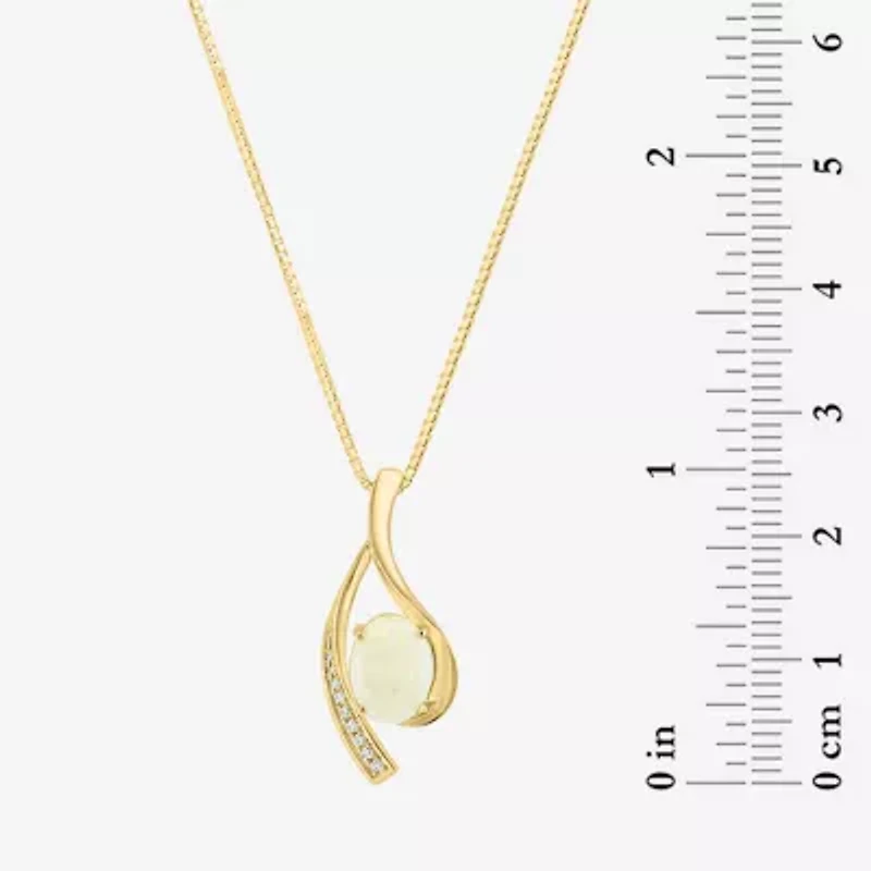 Effy  Womens Diamond Accent Genuine White Opal 14K Gold 18 Inch Pendant Necklace