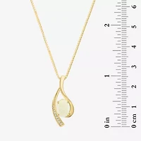 Effy  Womens Diamond Accent Genuine White Opal 14K Gold 18 Inch Pendant Necklace