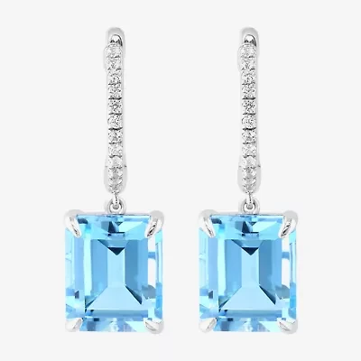 Effy Final Call Womens Genuine Blue Topaz Sterling Silver Drop Earrings