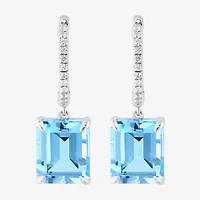 Effy Final Call Womens Genuine Blue Topaz Sterling Silver Drop Earrings