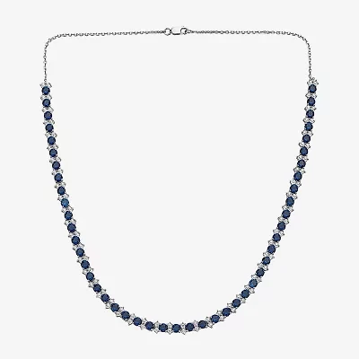 Effy  Womens Blue Sapphire Sterling Silver 16 Inch Tennis Necklace