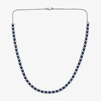 Effy  Womens Blue Sapphire Sterling Silver 16 Inch Tennis Necklace
