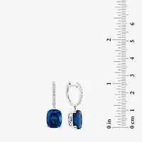 Effy Final Call Womens 1/4 CT. T.W. Lab Created Blue Sapphire 14K White Gold Cushion Drop Earrings