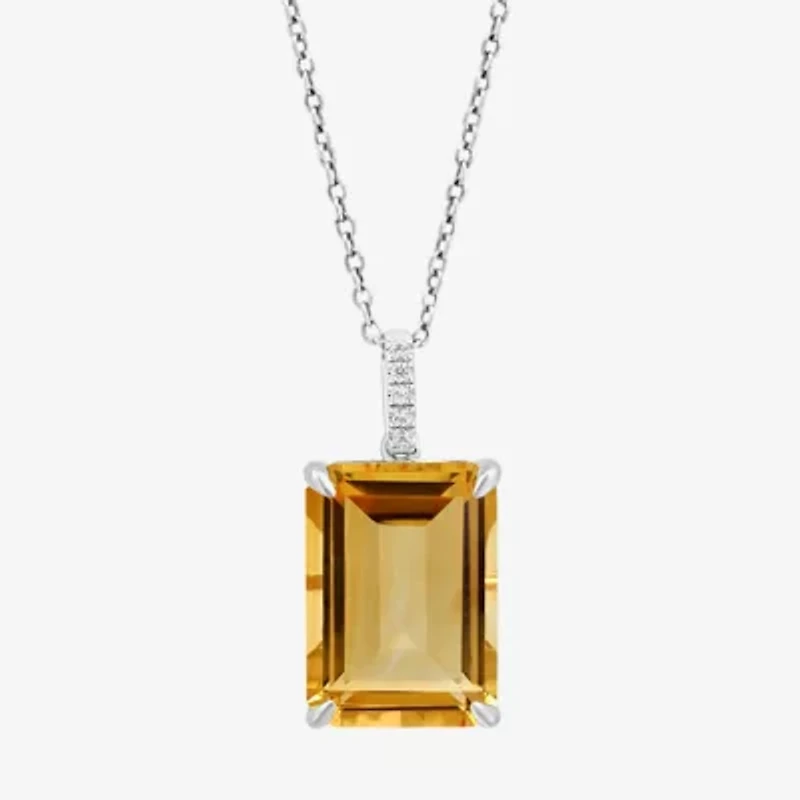 Effy  Womens Genuine Orange Citrine Sterling Silver 16 Inch Pendant Necklace