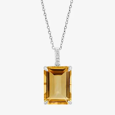 Effy  Womens Genuine Orange Citrine Sterling Silver 16 Inch Pendant Necklace