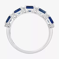 Effy  Womens 1/7 CT. T.W. Lab Created Blue Sapphire 14K White Gold Cocktail Ring