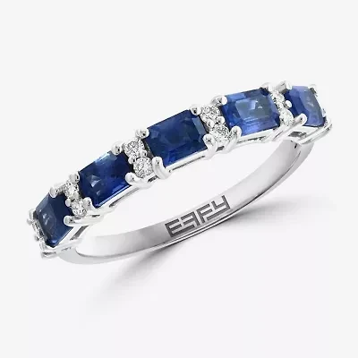 Effy  Womens 1/7 CT. T.W. Lab Created Blue Sapphire 14K White Gold Cocktail Ring