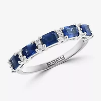 Effy  Womens 1/7 CT. T.W. Lab Created Blue Sapphire 14K White Gold Cocktail Ring