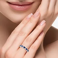 Effy  Womens 1/7 CT. T.W. Lab Created Blue Sapphire 14K White Gold Cocktail Ring