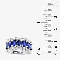 Effy  Womens 1/2 CT. T.W. Lab Created Blue Sapphire 14K White Gold Oval Band