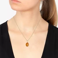 Effy  Womens Diamond Accent Genuine Orange Citrine 14K Gold Pear 16 Inch Pendant Necklace